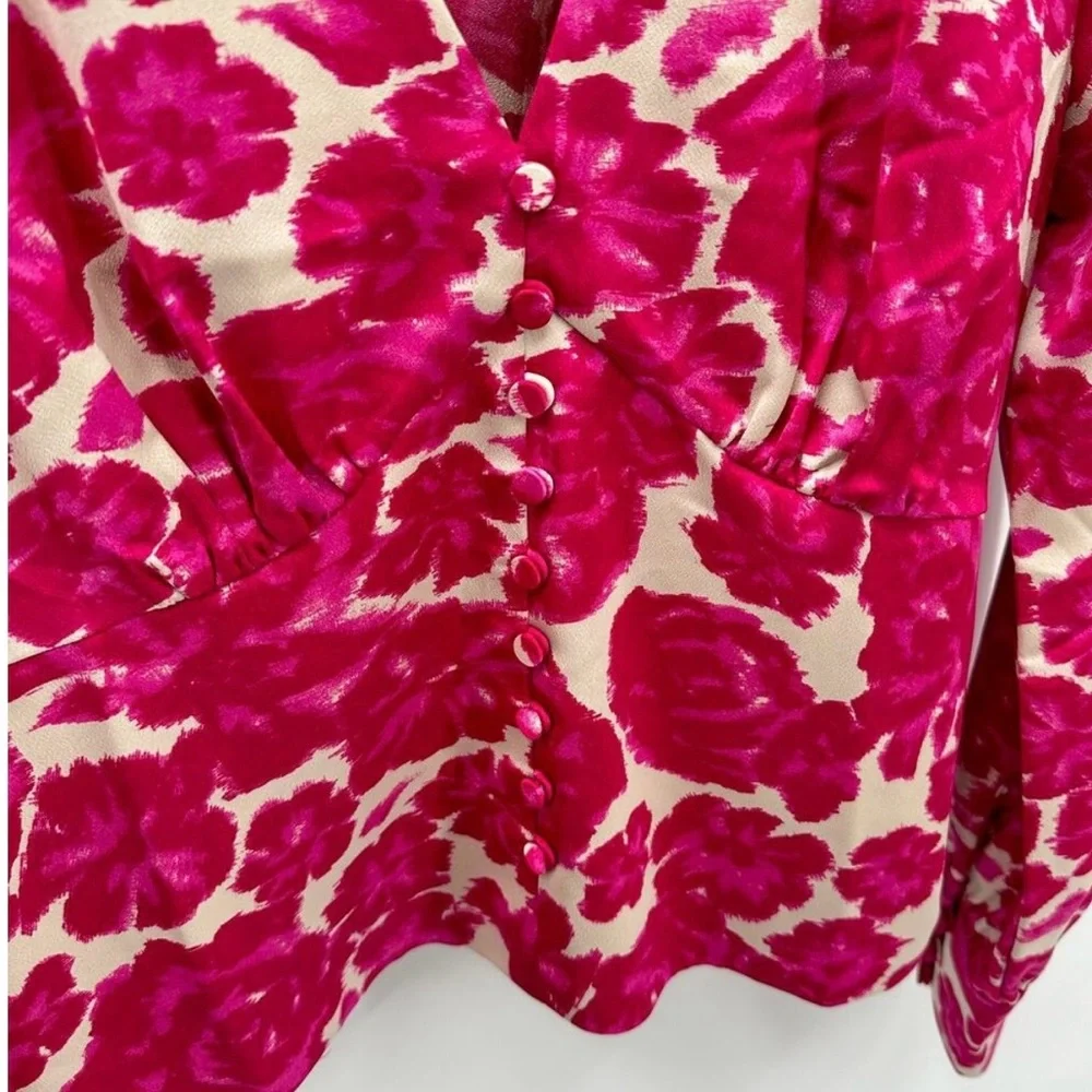 J Crew Deep V Neck Button Front Blouse Sz 2 - Picture 6 of 9